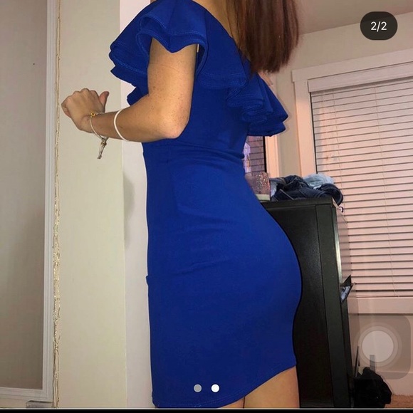 windsor ruffle sleeve bodycon dress - Picture 2 of 2